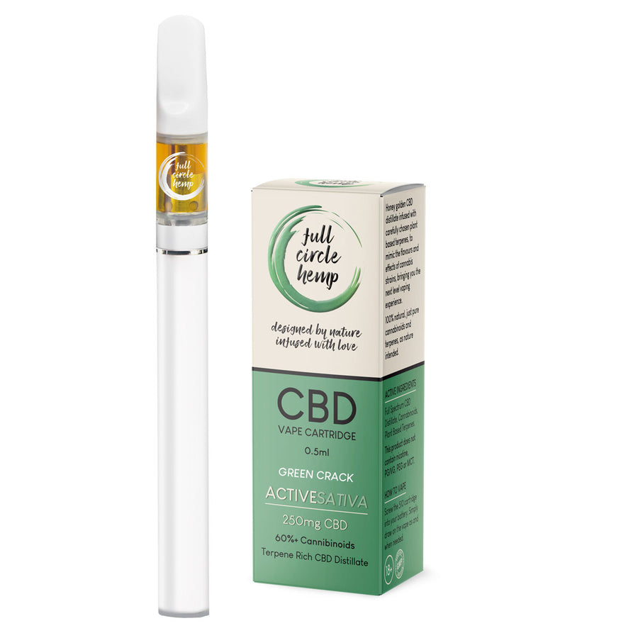 CBD Vape Pen Kit - Green Crack - Sativa -0.5ml 50% 250mg from Full Circle Hemp Ireland